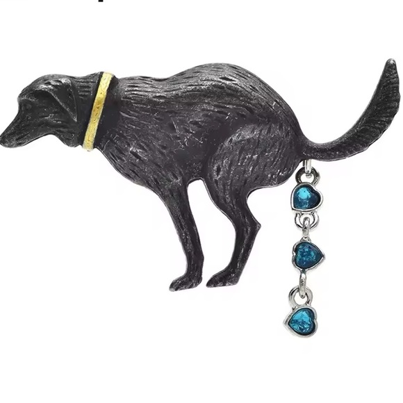Pooping Dog Crystal Brooch Pooping Dog Crystal Brooch